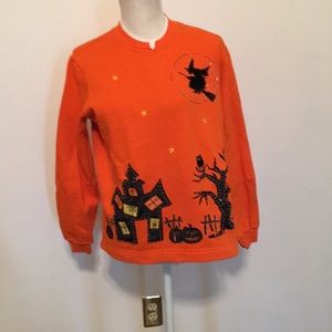 Women’s Halloween Sweatshirt, size small, embroidered and sequined